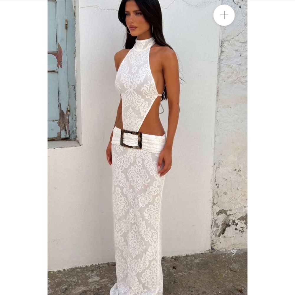 🚫 Sold 🚫 Outcast White Lace Backless Maxi Dress